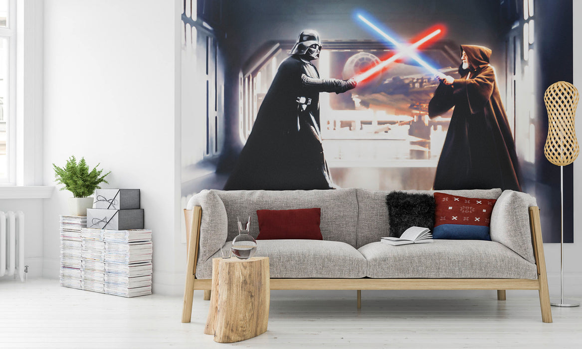 Digitaldruck Vlies Fototapete | Star Wars Vader vs. Kenobi | 300 x 200 cm