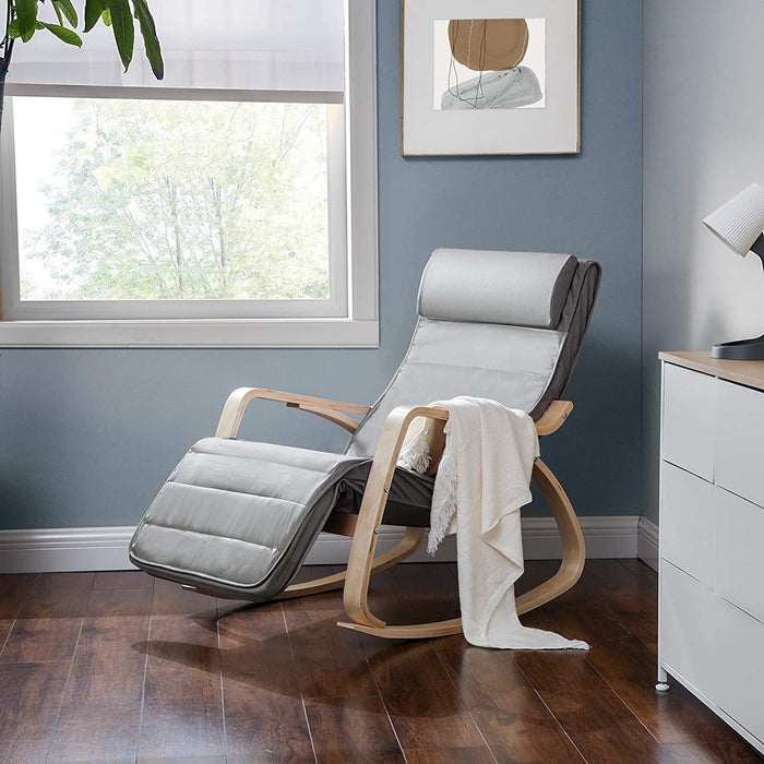 NEU | SONGMICS | Schaukelstuhl Hellgrau