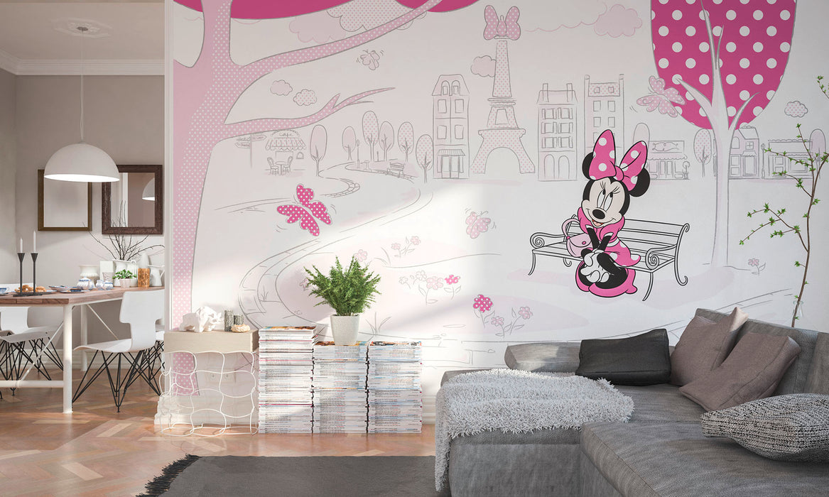 Digitaldruck Vlies Fototapete | Minnie in Paris | 400 x 250 cm