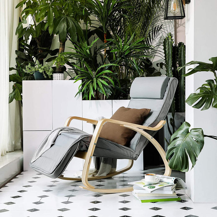 NEU | SONGMICS | Schaukelstuhl Hellgrau