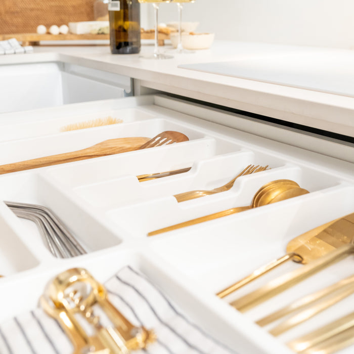 Emuca | Besteckeinsatz Optima Vertex/Concept, T 500mm, 16mm Stärke, Modul 500mm, Kunststoff, weiss