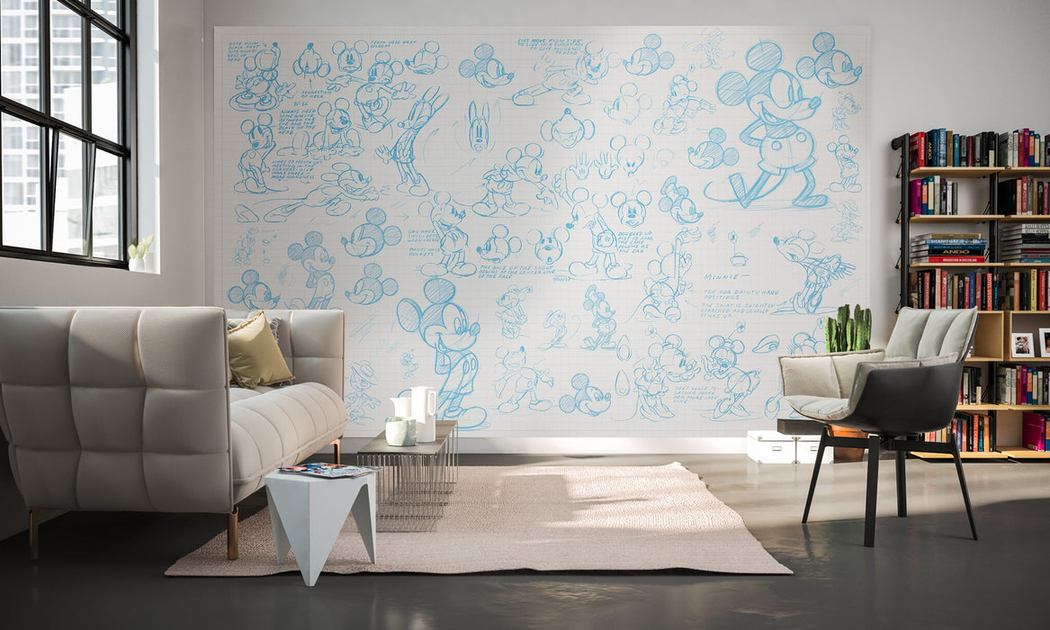 Digitaldruck Vlies Fototapete | Mickey Sketches | 400 x 250 cm
