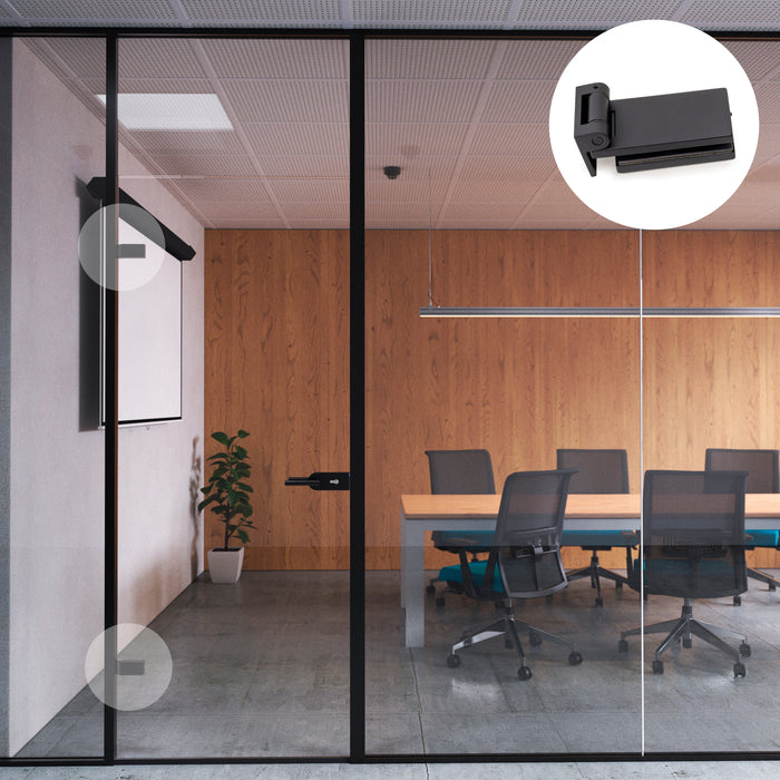 Scharnier Glastür Blende, horizontales Scharnier 40mm Spatel, 8-12mm Tür, Aluminium Stahl, schwarz lackiert