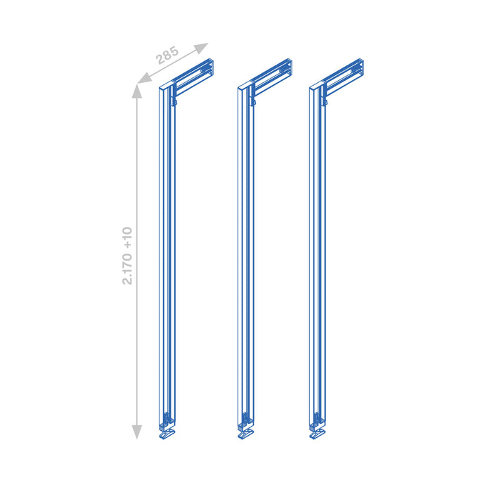 Emuca Satz von 3 Zero Rahmen Beschlägen Profilen Boden- Wandmontage rechteckiger Nivellierung, Aluminium Zamak, Schwarz strukturiert