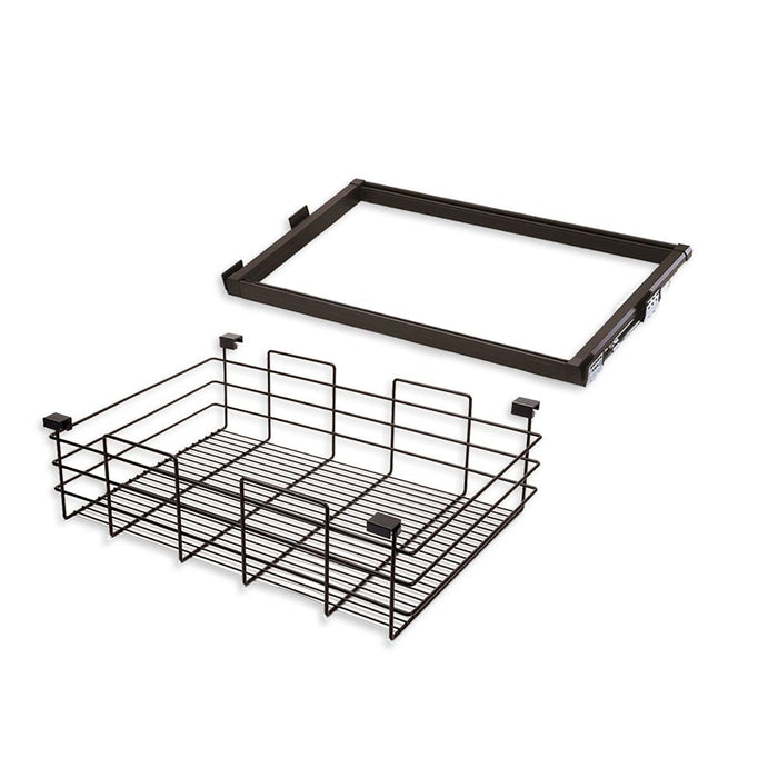 Set aus Drahtkorb Schieberahmen Mokkaschränke, sanftes Schliessen, verstellbar, 800mm Modul, Stahl Aluminium, Farbe moka