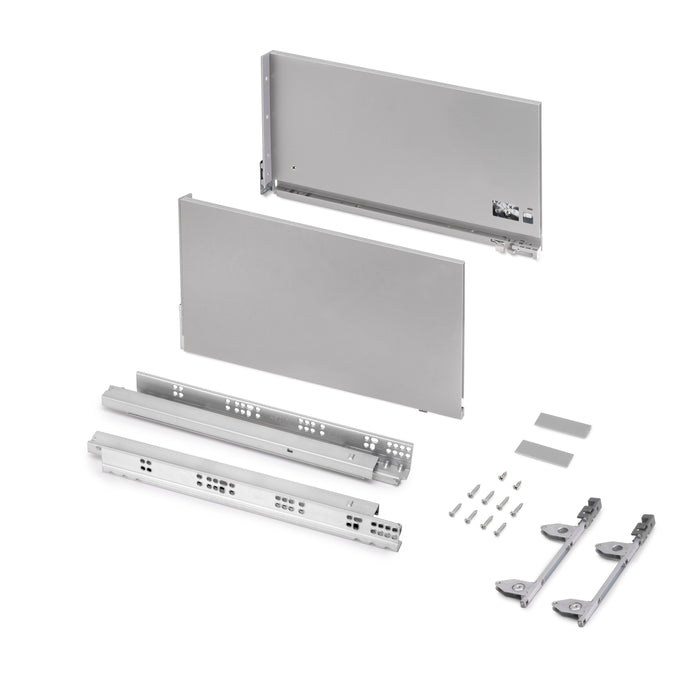 Emuca | Aussenschublade Vertex 3D 60Kg Schublade H 242mm, T 450mm, Stahl, Silvergrau