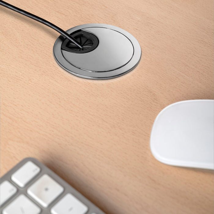 Satz von 8 ren Kabeldurchführungen, Durchmesser 60mm, Zamak, verchromt, Unterputzmontage