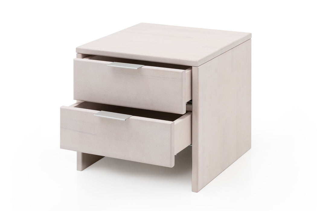 WOODLIVE | Nick | Nachttisch Massivholz | Buche & Eiche | Natur & Weiß