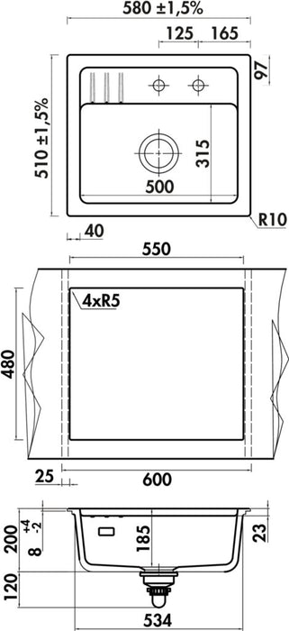 Naber Silqua E, Spüle, nero
