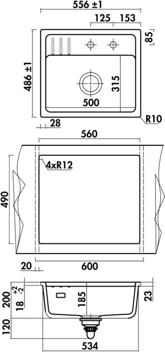 Naber Silqua F, Spüle, weiß glänzend