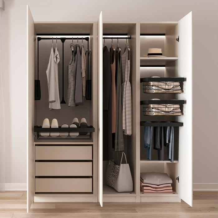 Emuca | Kleiderlift Garderoben Hang, 600 - 830, Schwarz, Stahl Kunststoff