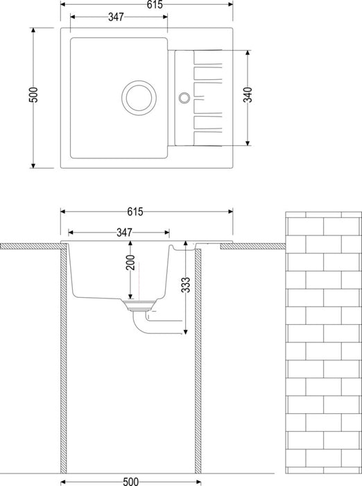 Naber Corto 615, Spüle, granit nero assoluto