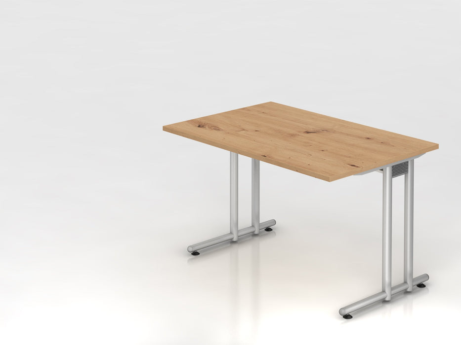 Hammerbacher | Schreibtisch C-Fuß 120x80cm Asteiche / Silber