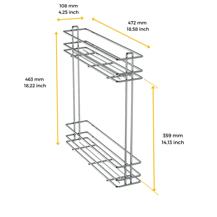 Flaschenregal SupraMax, ausziehbar, Modul 150mm, Stahl, Verchromt