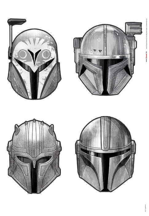 Komar NEU | Komar Wandtattoo - Star Wars The Mandalorian Helmets - Größe 50 x 70 cm