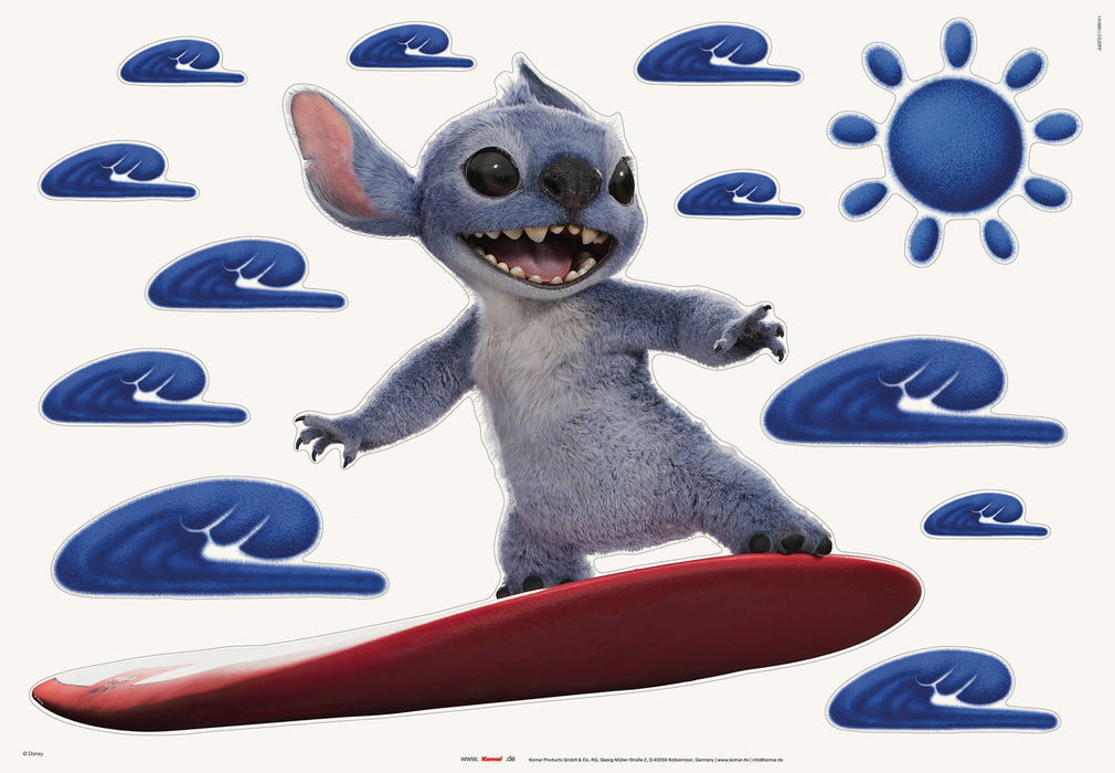 Komar NEU | Komar Wandtattoo - Disney Stitch Live Action Hit the Waves - Größe 70 x 50 cm