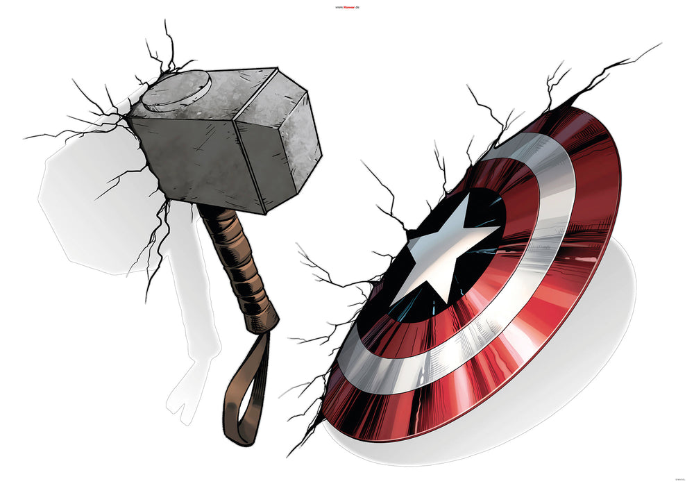 Wandtattoo | Avengers Hammer & Shield | 100 x 70 cm