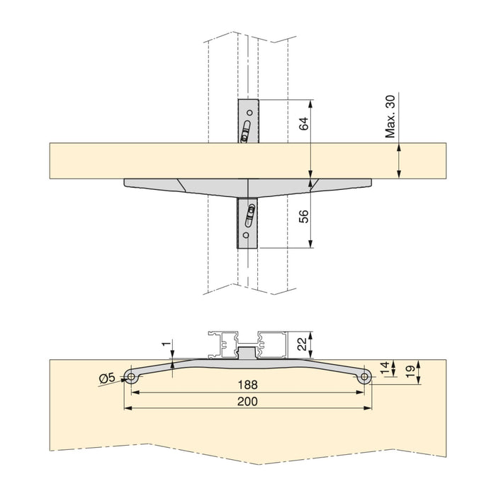 Set aus Bracket set 1 Holzregal, 1 Modul 1 Hängestange, L 1m Zero, Zamak, Tiefschwarz lackiert, strukturiert