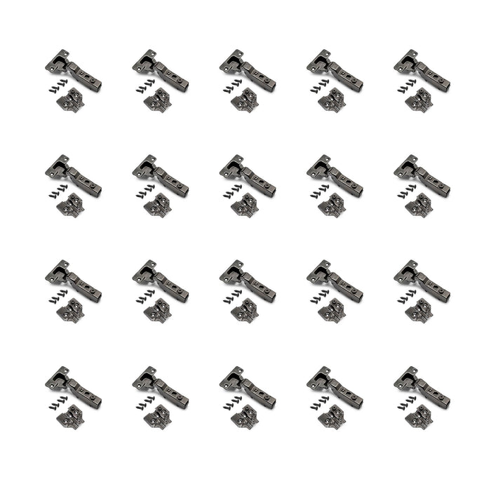 Emuca | Kit von 20 Topfscharniere X91 telanschlag Schließautomatik Kreuzmontageplatten zum Schrauben, H 0, Stahl, Titan-Ausführung
