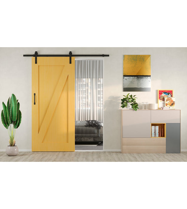 Emuca Set aus Hardware-Set eine Barn Holz Hänge-Schiebetür, ohne sanftes Schließen, ohne Bretter, Stahl Kunststoff, Schwarz lackiert