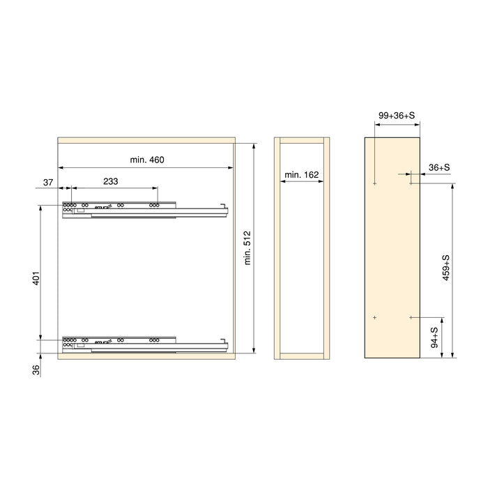 Flaschenhalter TitaneMax, seitlich, auziehbar, Schließautomatik, Modul 200mm, Stahl, Anthrazitgrau