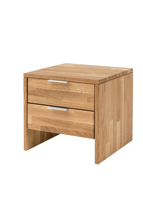 WOODLIVE | Nick | Nachttisch Massivholz | Buche & Eiche | Natur & Weiß