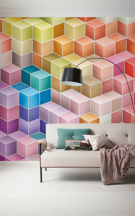 Komar NEU | Digitaldruck Vlies Fototapete - Happy Blocks - Größe 300 x 250 cm