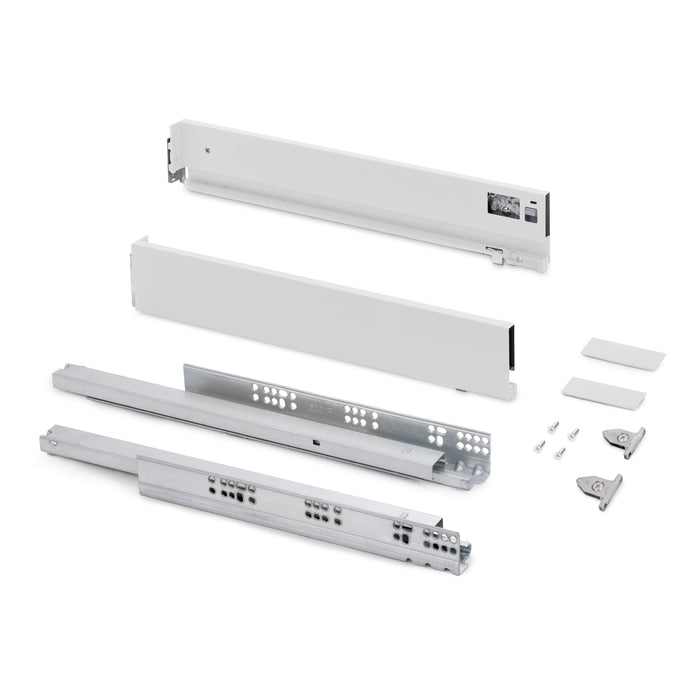 Aussenschublade Vertex 3D-Regelung, H 83mm, 40Kg, T 500mm, Stahl, Weiß lackiert