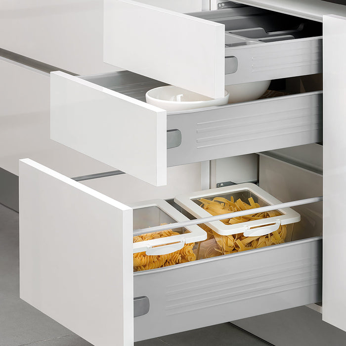 10er Satz Küchenschubladen Ultrabox, H 150mm, T 350mm, Stahl, Metallic Grau