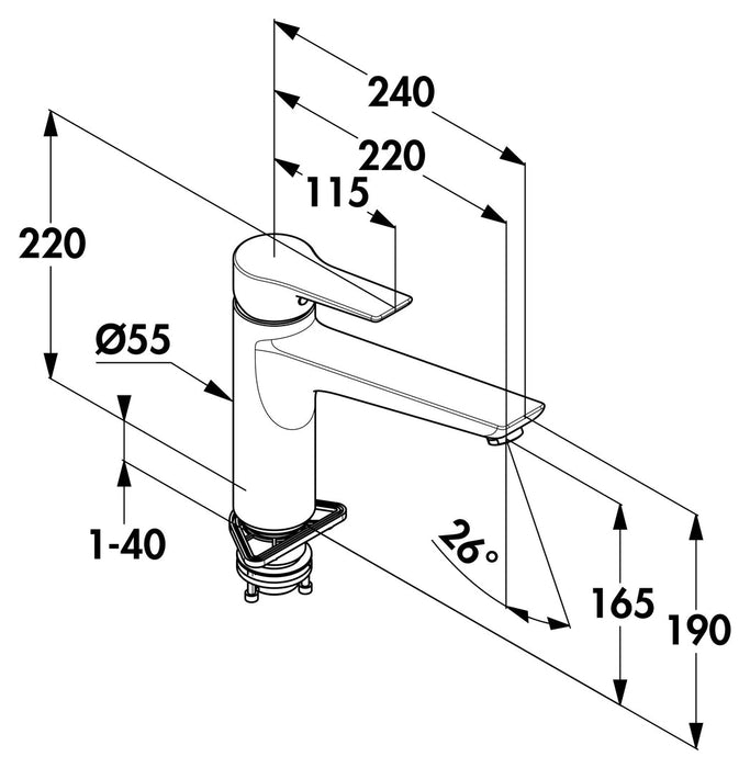 Naber | Mix 1 | Einhebelmischer | schwarz matt | Hochdruck