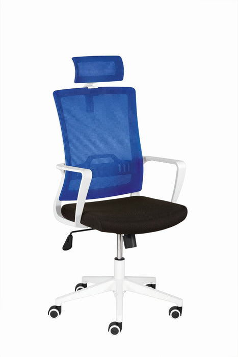 Drehstuhl | mySTUDIO mit Kopfstütze | Blau Schwarz | Gestell Weiß