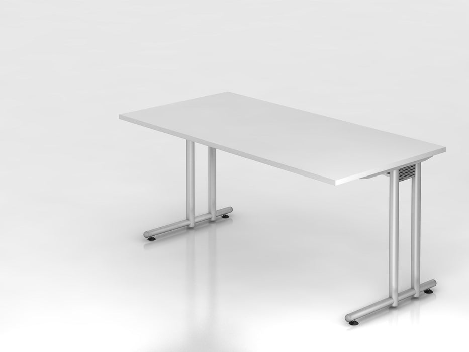 Hammerbacher | Schreibtisch C-Fuß 160x80cm Weiß / Silber