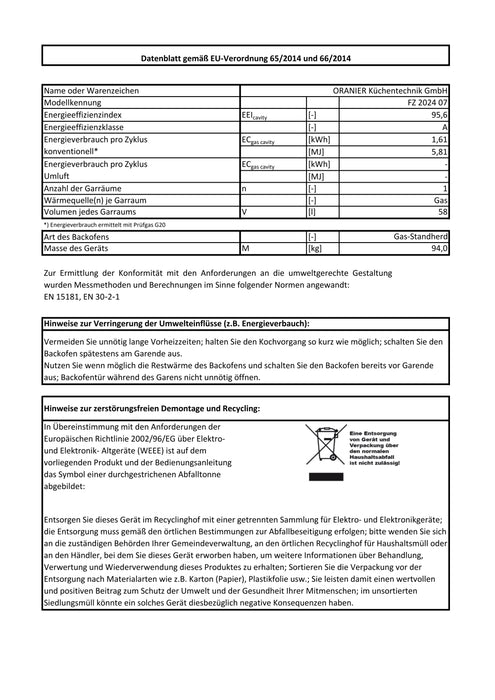 2024 07 | Gas-Heiz- und Koch-Standherd FZ202407
