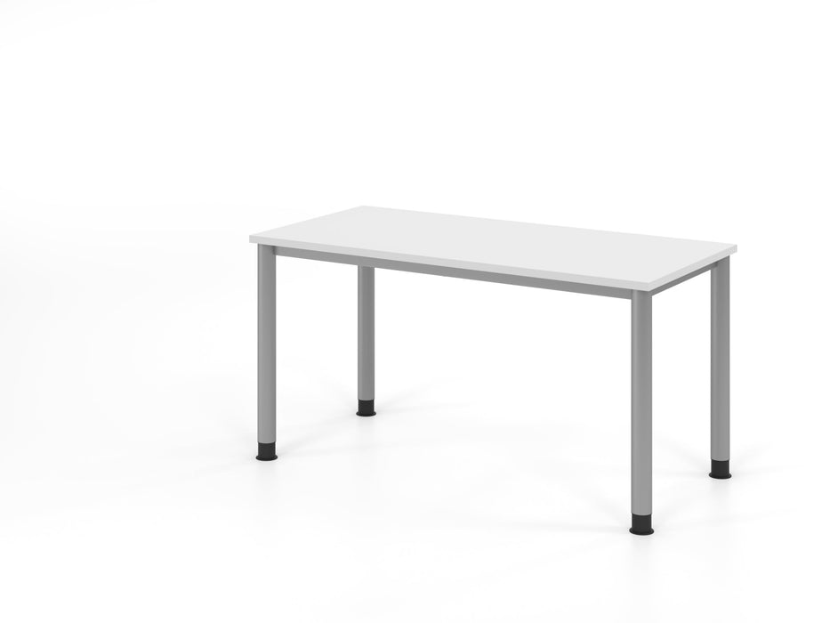 Hammerbacher | Schreibtisch 4Fuß-rd.140x67cm Weiß / Silber