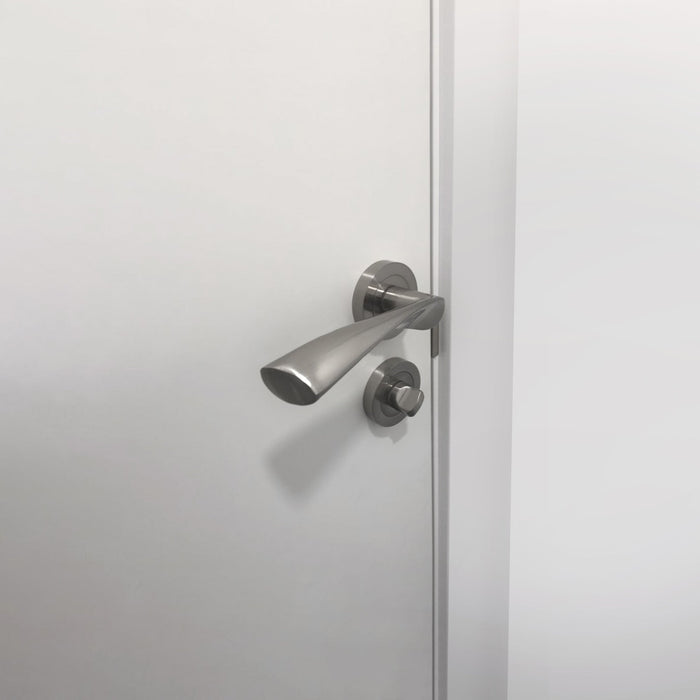 Satz von 5 Verurteilungen rer Rosette Innentüren, Durchmesser 50mm, Zamak, Nickel satiniert