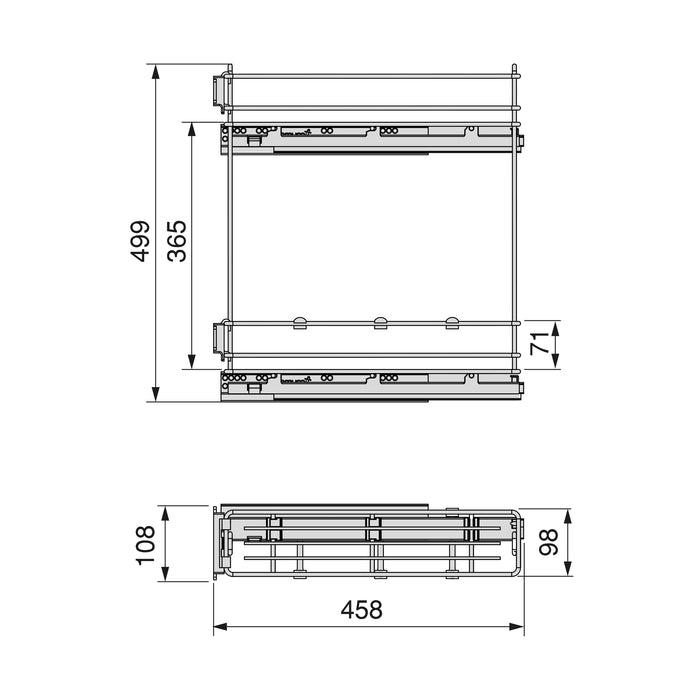 Flaschenhalter SupraMax, seitlich, auziehbar, Schließautomatik, Modul 150mm, Stahl, Verchromt