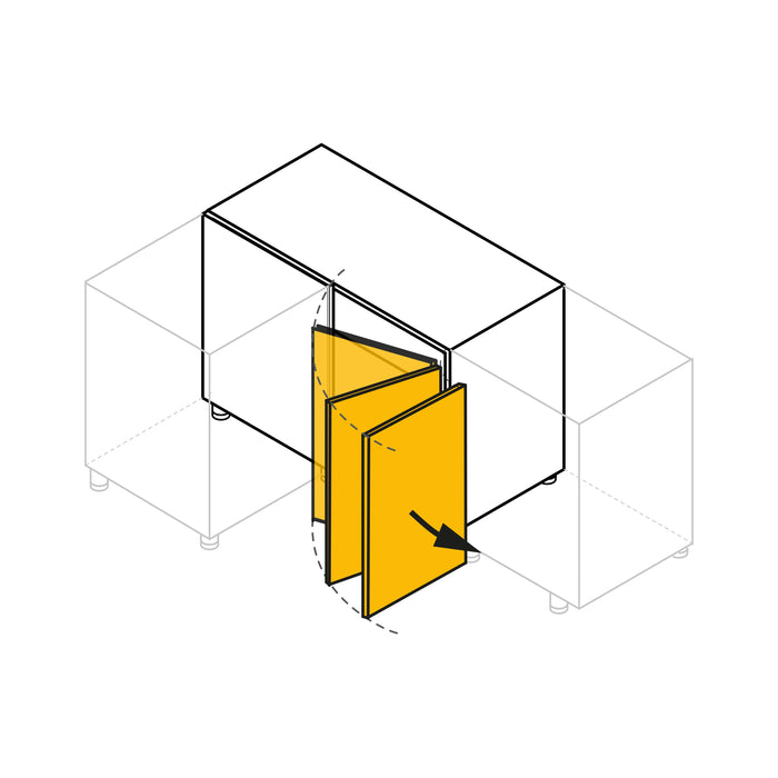 Ecksystem Titane Küchenmöbel, ausziehbar, rechts öffnend, Stahl Holz, Anthrazitgrau