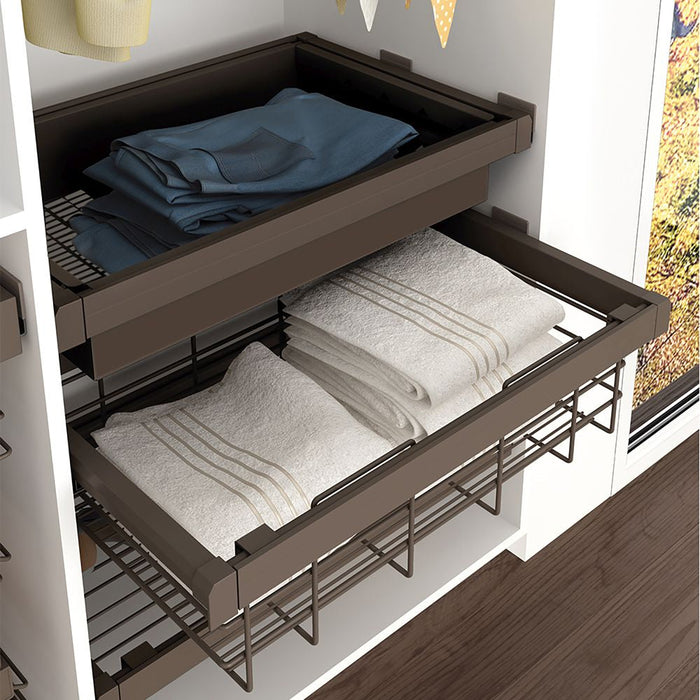 Set aus Metall-Schubladen-Set Auszugsrahmen Mokka-Schränke, sanftes Schließen, verstellbar, 800mm Modul, Stahl Aluminium, Farbe moka