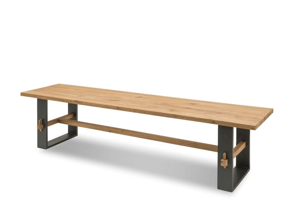 Gradel | Frame | 511 | Bank Pato Platte Füße schwarz pulverbeschichtet | 160x37x46 | Wildeiche natur