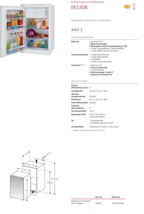 EKS308 | Einbaukühlschrank