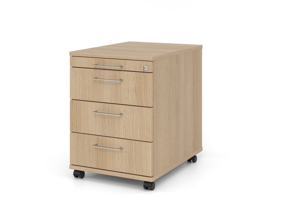 Hammerbacher | Rollcontainer 58cm, 3 Schübe, Schloß BS Eiche