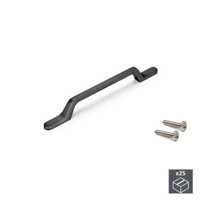 Lot von 25 Möbelgriffe Osaka, L192mm, 128mm Achsenabstand, Aluminium, Dunkelgrau