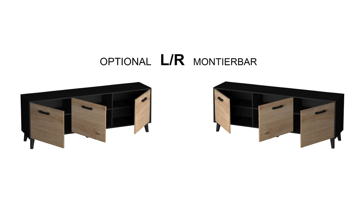 Hometrend | ARTONA VB Wohnkombination | 3-teilig | Dekor Artisan Eiche / Schwarz