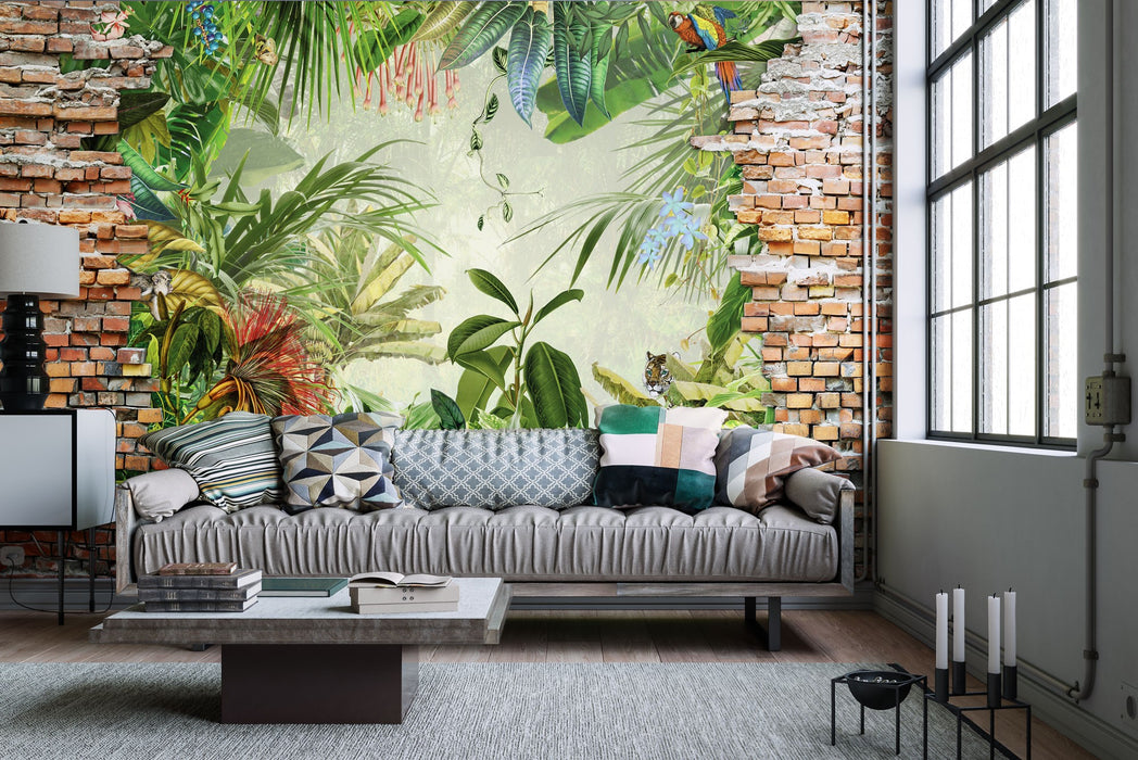 Komar NEU | Digitaldruck Vlies Fototapete - Jungle View Bricklane - Größe 400 x 250 cm