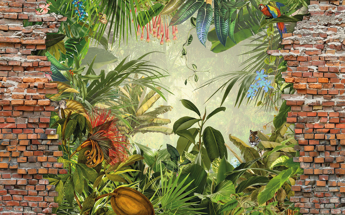 Komar NEU | Digitaldruck Vlies Fototapete - Jungle View Bricklane - Größe 400 x 250 cm