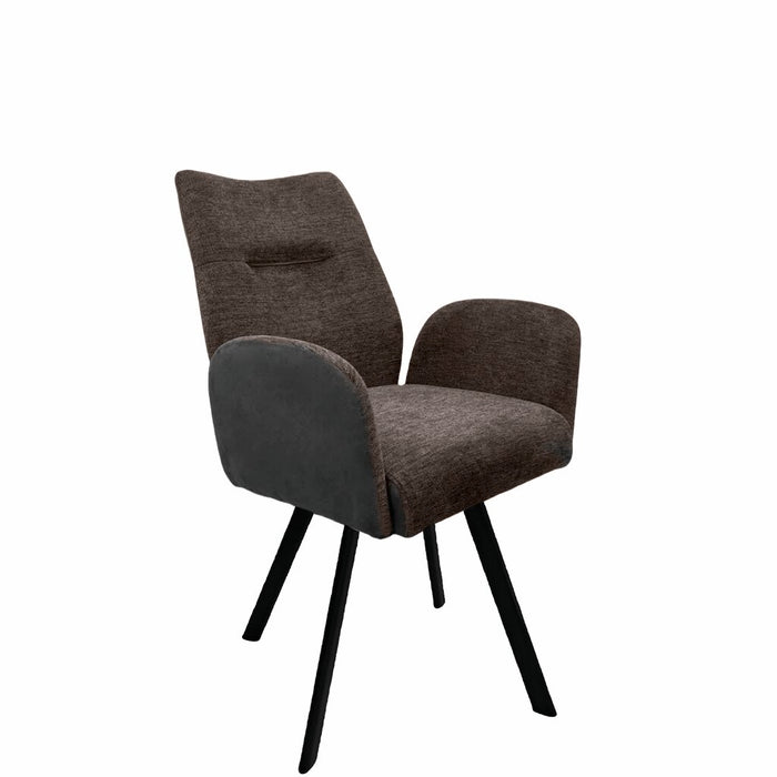 Naber | Famous 1AS, Stuhl, Gestell schwarz matt, starr, oval, Bezug braun