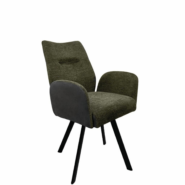 Naber | Famous 1AS, Stuhl, Gestell schwarz matt, starr, oval, Bezug grün