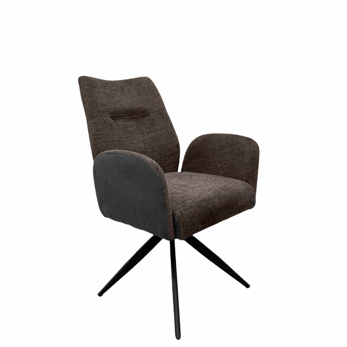 Naber | Famous 1AS, Stuhl, Gestell schwarz matt, drehbar, eckig, Bezug braun