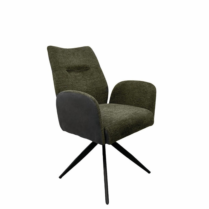 Naber | Famous 1AS, Stuhl, Gestell schwarz matt, drehbar, eckig, Bezug grün