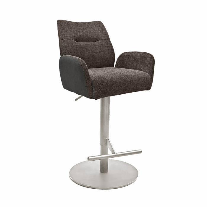 Naber | Famous AS, Hocker, Gestell edelstahlfarbig, rund, Bezug braun